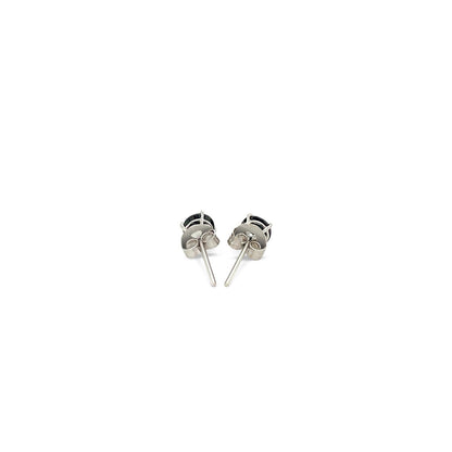 Pendientes de oro blanco de 14k con circonitas cúbicas negras de 4 mm