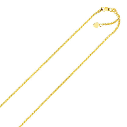 Cadena Brillante Ajustable de Oro Amarillo de 10k y 1.5mm
