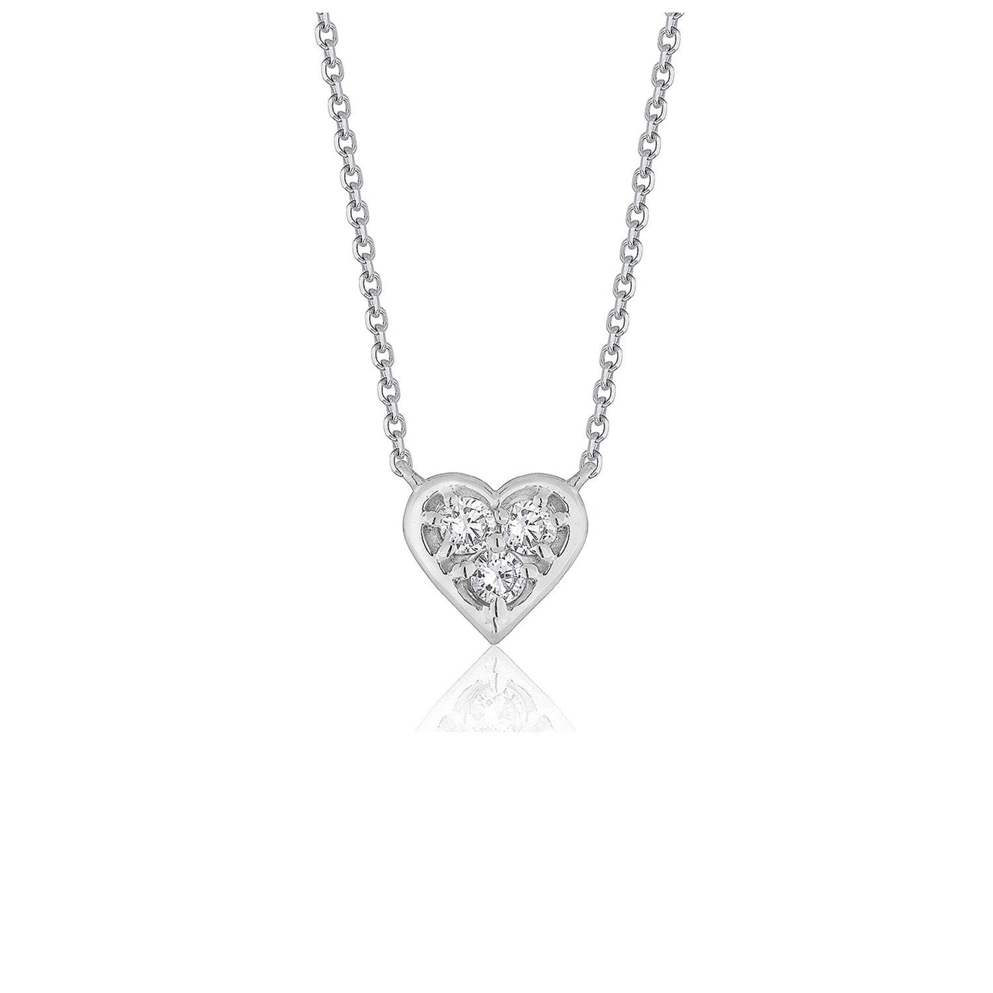 Colgante de oro blanco de 14k con diseño de corazón de diamante