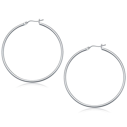 Pendientes de aro pulidos de oro blanco de 10 quilates (50 mm)