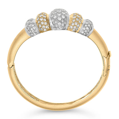 Pulsera de oro de 18 quilates con diseño abovedado y diamantes de 6,00 quilates (color G-H, claridad VS2-SI1)
