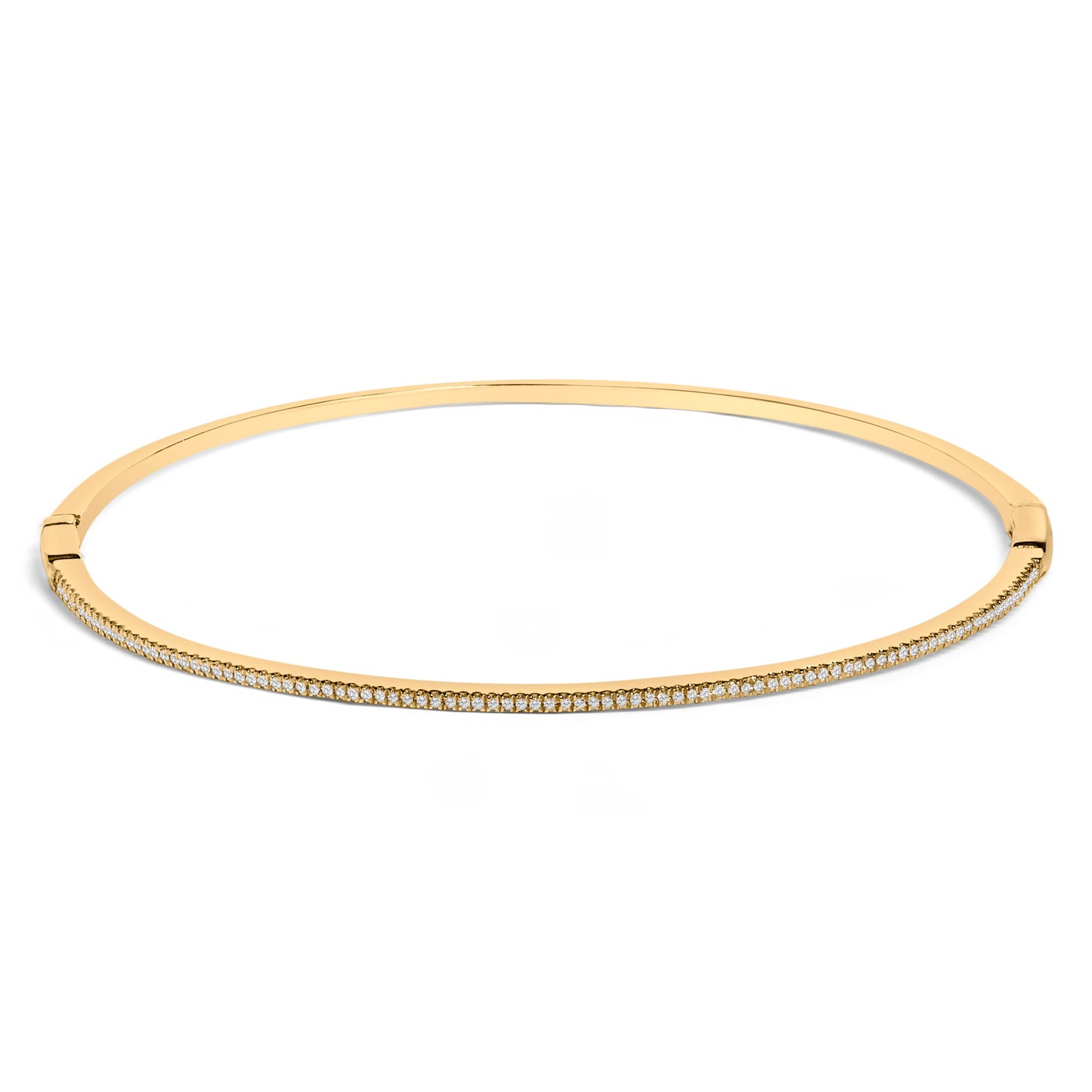 Pulsera de brazalete de medio engaste de diamantes de oro amarillo de 14 quilates de 1/3 Cttw (Color I-J, Claridad I2-I3) - 7.75" Pulgadas
