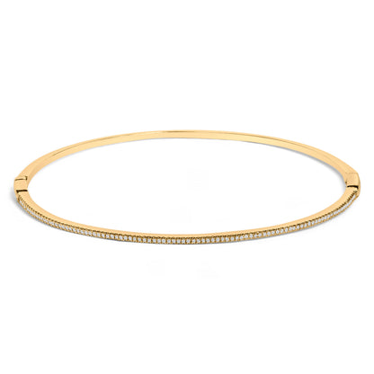 Pulsera de brazalete de medio engaste de diamantes de oro amarillo de 14 quilates de 1/3 Cttw (Color I-J, Claridad I2-I3) - 7.75" Pulgadas