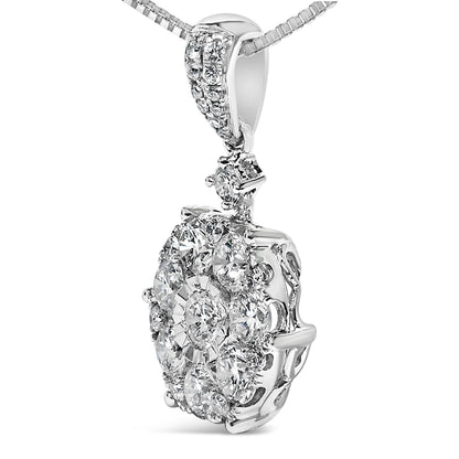 Collar con colgante en forma de racimo de oro blanco de 14K con diamantes de 1 1/5 Cttw (color F-G, claridad VS2-SI1) - 18 pulgadas