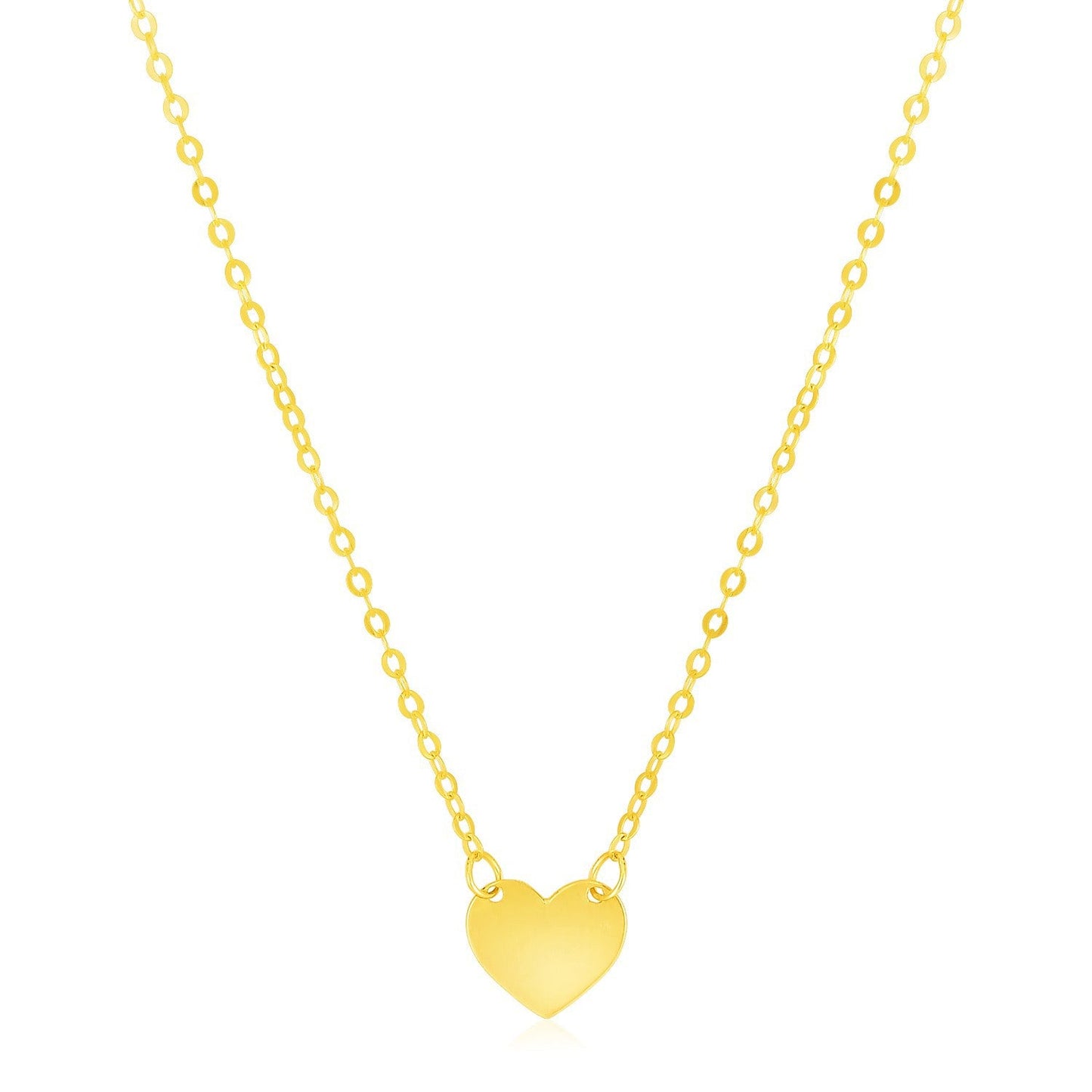 Collar de minicorazón pulido de oro amarillo de 14k