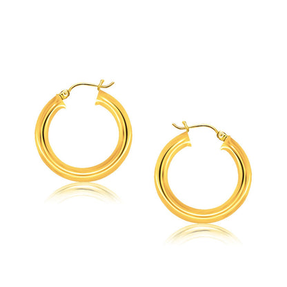 Pendientes de aro pulidos de oro amarillo de 14k (30 mm)