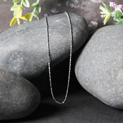 Cadena de Cuentas Talladas con Diamante de Oro Blanco de 14k 1.0mm