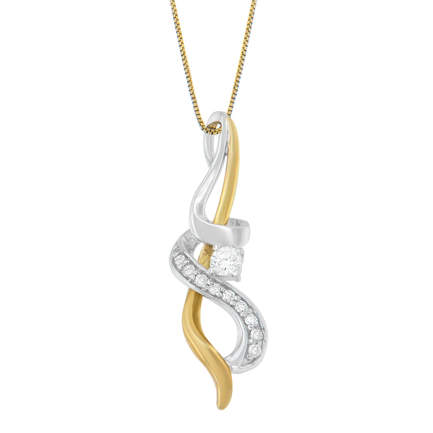 Collar con colgante de espiral entrelazada de oro de dos tonos de 10K y 0,20 cttw de diamante Espira (J-K, I1-I2)