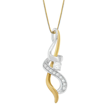 Collar con colgante de espiral entrelazada de oro de dos tonos de 10K y 0,20 cttw de diamante Espira (J-K, I1-I2)