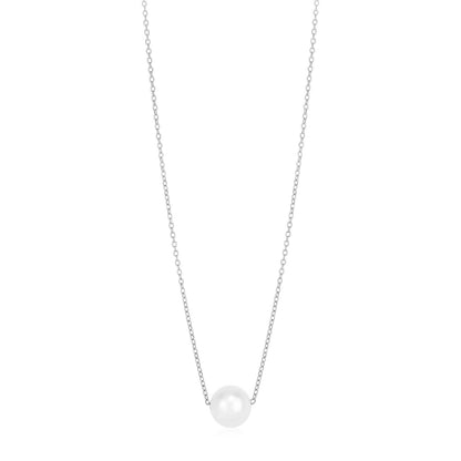 Collar con colgante solitario de perla y oro blanco de 14 quilates