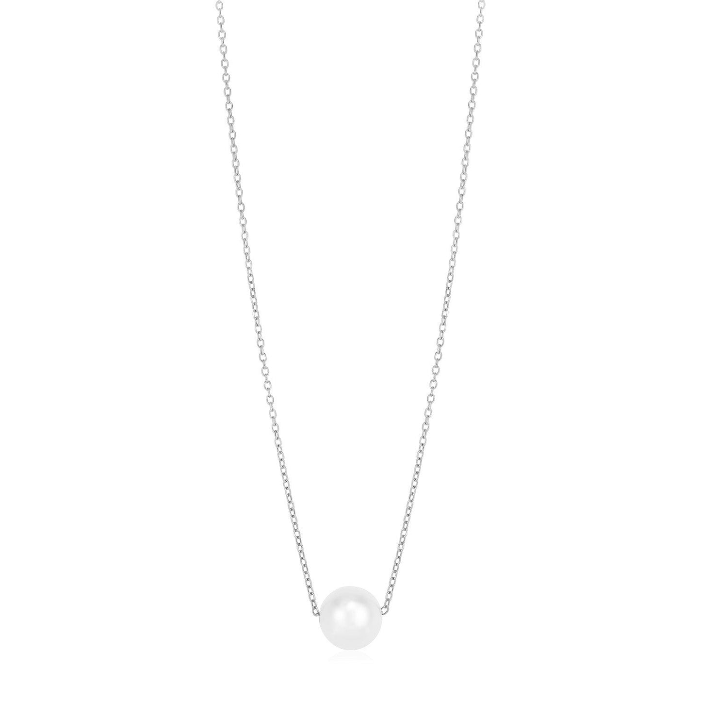 Collar con colgante solitario de perla y oro blanco de 14 quilates