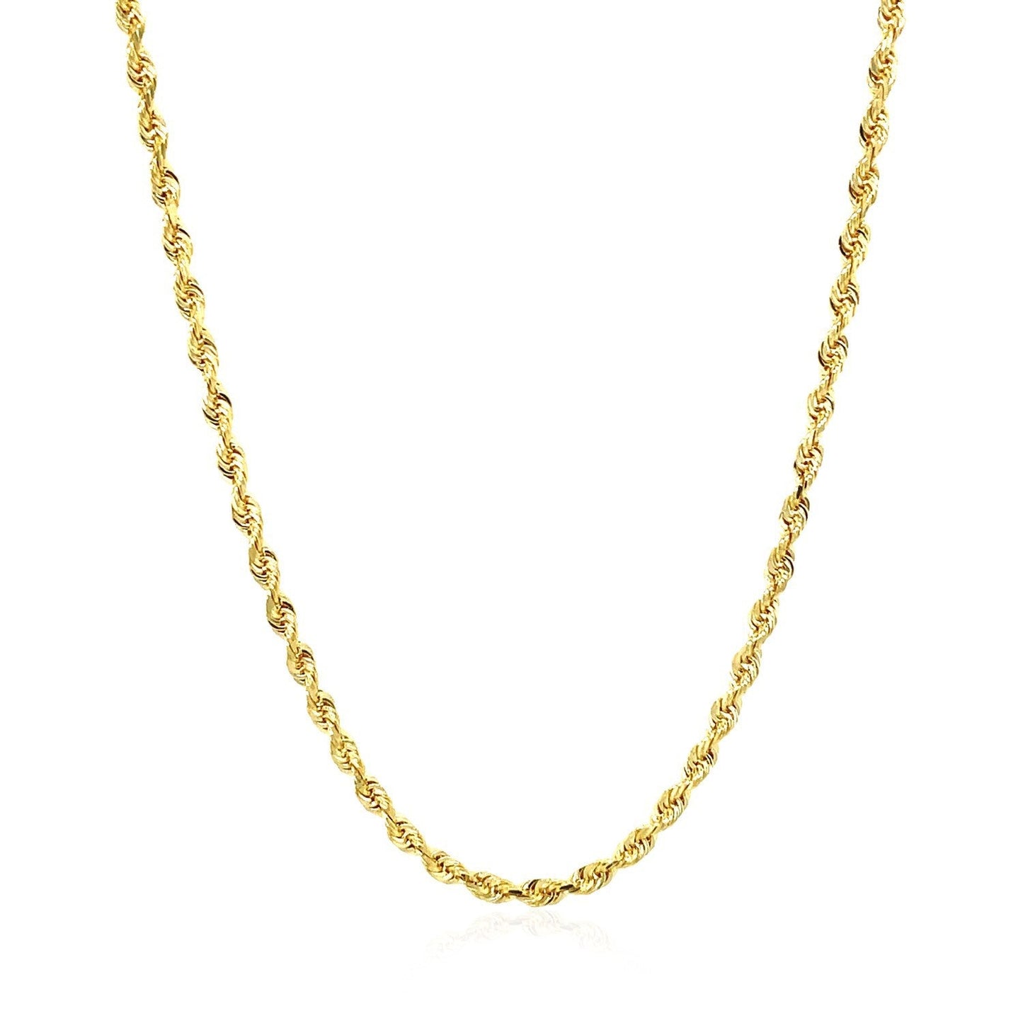 Cadena de oro amarillo macizo de 14k, 2.5mm, diseño de cuerda facetada