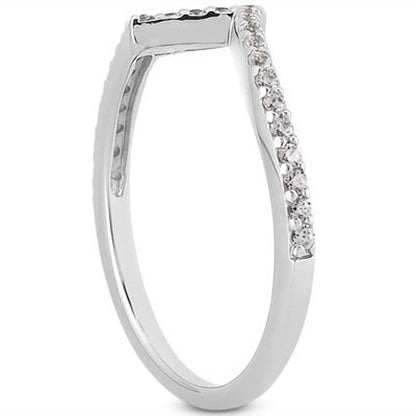 Anillo de boda de oro blanco de 14k con diamantes pavé en zig-zag de fantasía
