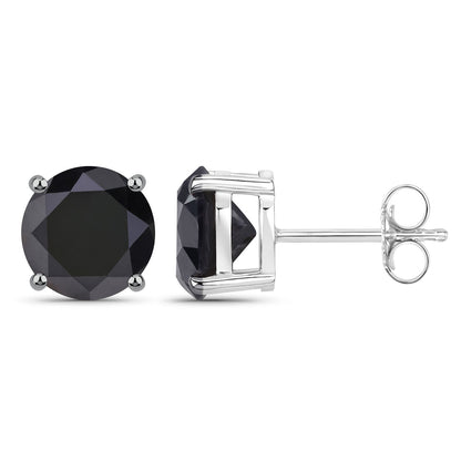 Pendientes de oro blanco de 14 quilates con diamantes negros genuinos de 5,41 quilates