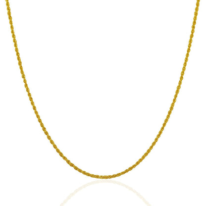 Cadena de oro amarillo macizo de 14k, estilo soga, 1.25mm