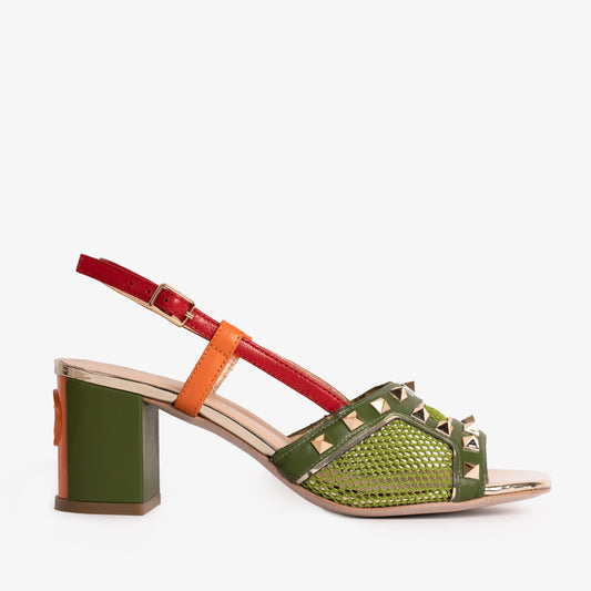 The Linea Green Leather Women Slingback Sandal