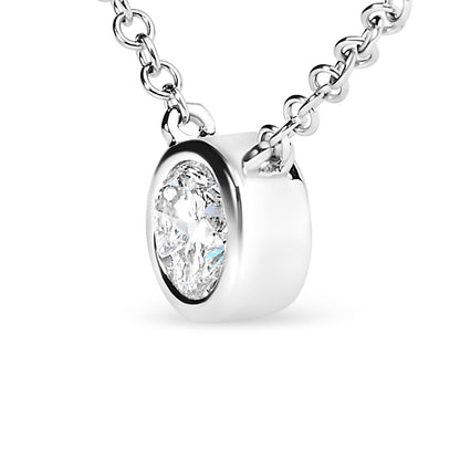 Collar con colgante de oro blanco de 14K con diamante de laboratorio de 1/2 ct. engastado en bisel moderno de 40.64 cm - 45.72 cm (color F-G, claridad VS2-SI1)