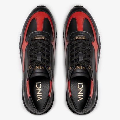 The Arda Black & Red Leather Men Sneaker