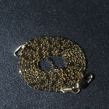 Cadena de cuentas alternas de oro amarillo de 14k con corte de diamante de 1.2 mm