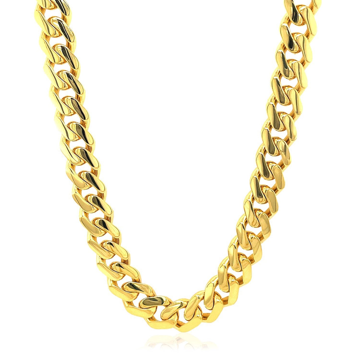 Cadena de oro amarillo de 14k pulida estilo cubano de Miami
