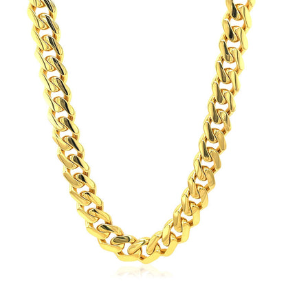 Cadena de oro amarillo de 14k pulida estilo cubano de Miami