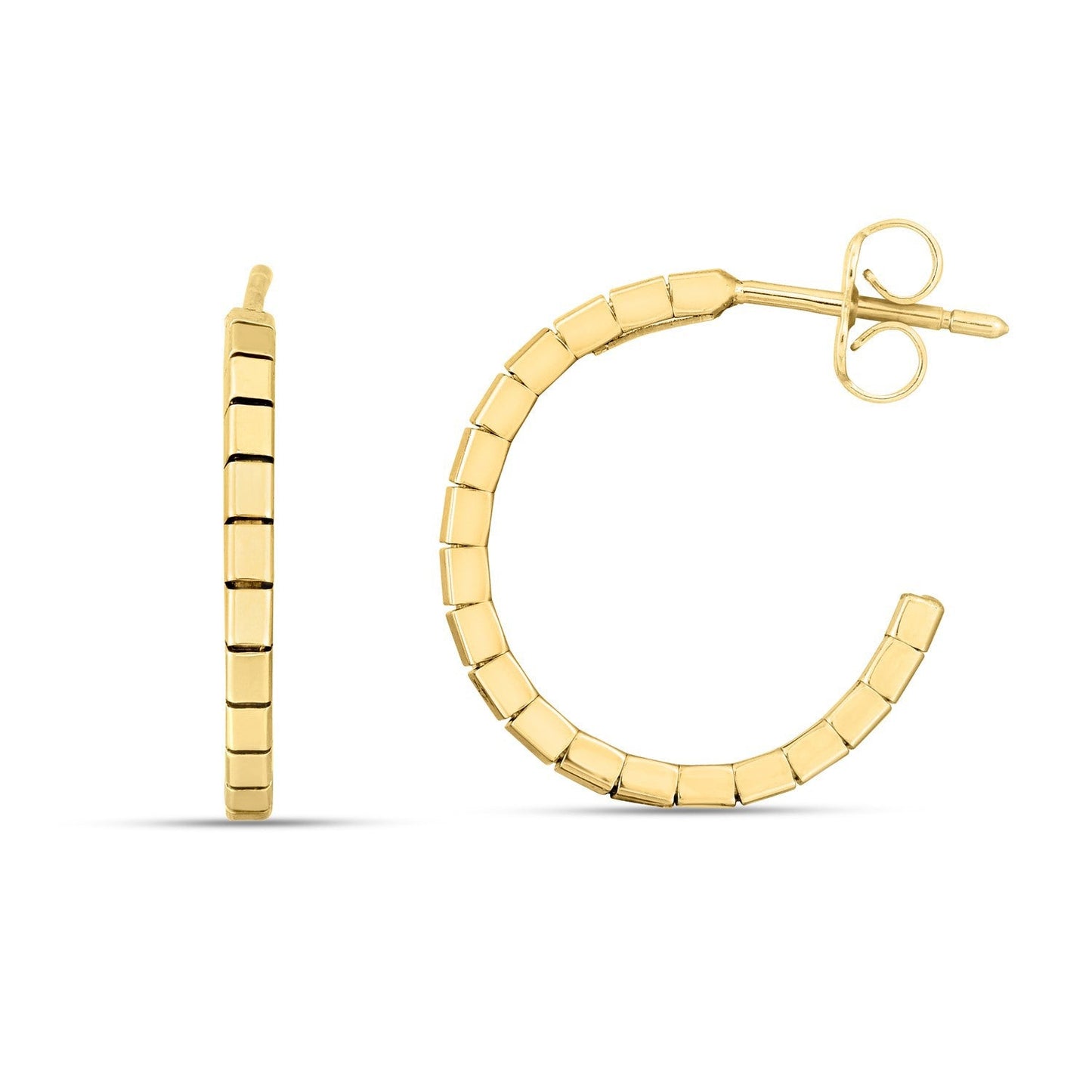 Pendientes de aro Omega de ladrillo de oro amarillo de 14k