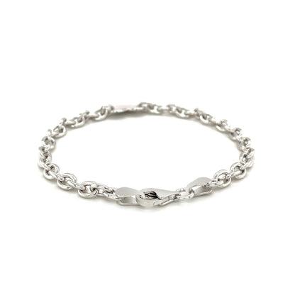 Pulsera de cadena de plata de ley con baño de rodio y corazón plano