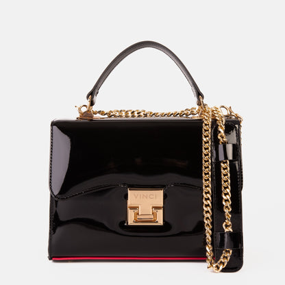The Ege Black Patent Leather Handbag
