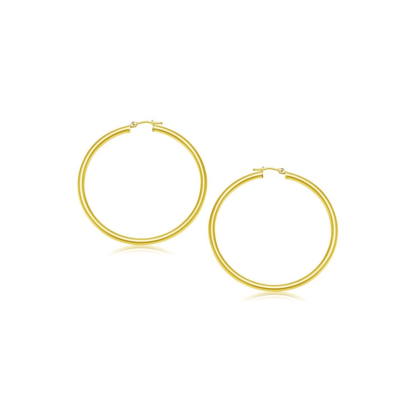 Pendientes de aro pulidos de oro amarillo de 14k (2 mm)