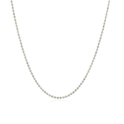 Cadena de cuentas facetadas de oro blanco de 14k de 1.2mm