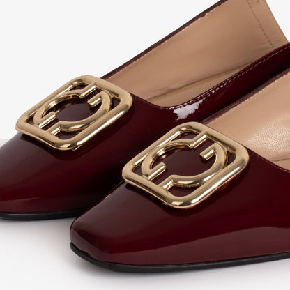 The Rosalinda Burgundy Patent Leather Women Flat Slingback Sandal