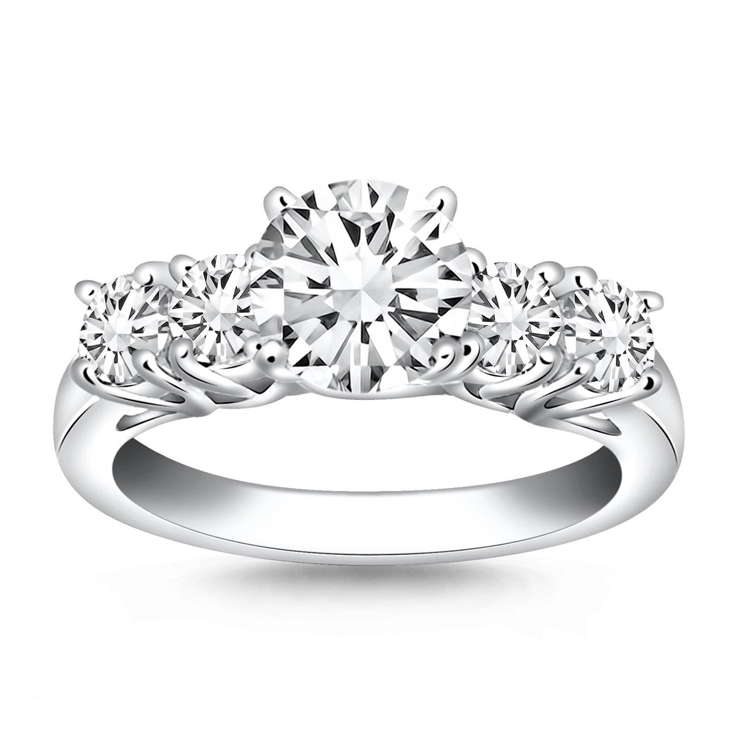 Anillo de compromiso de oro blanco de 14k con cinco diamantes en forma de enrejado