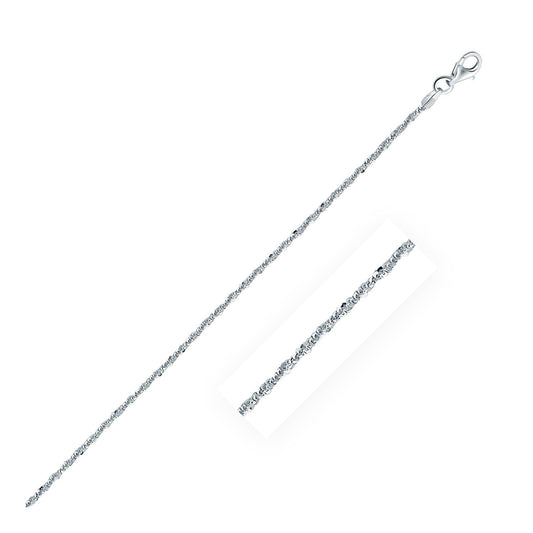 Cadena estilo brillo de plata esterlina de 1.7 mm bañada en rodio