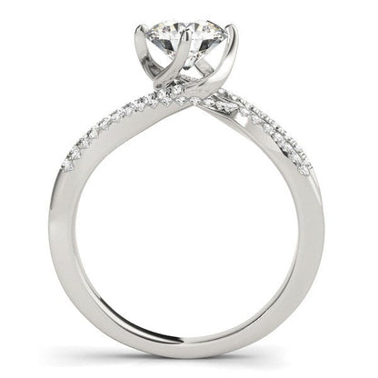 Anillo de compromiso de oro blanco de 14 quilates con diseño de espiral y diamantes en puntas (1 1/8 quilates en total)