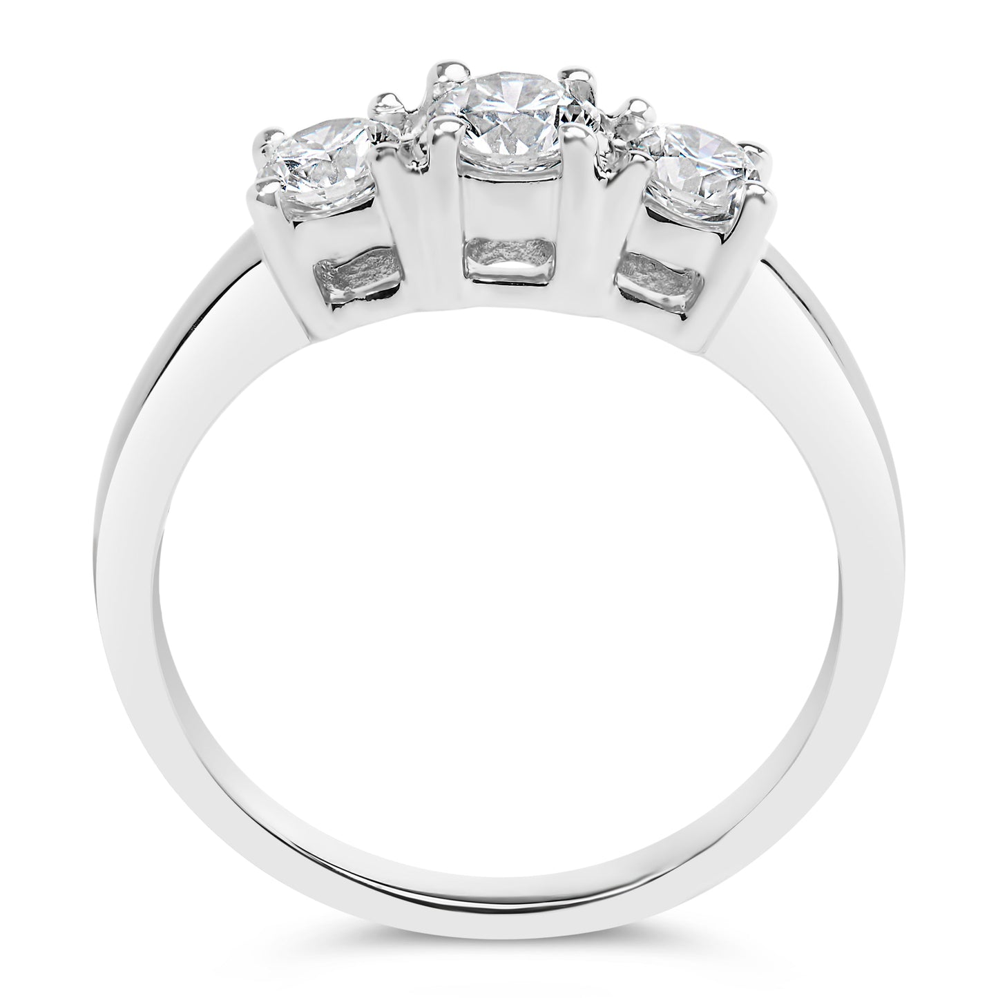 Anillo de oro blanco de 14K con 3 diamantes creados en laboratorio de 3/4 Cttw (color F-G, claridad VS2-SI1) - Talla 7