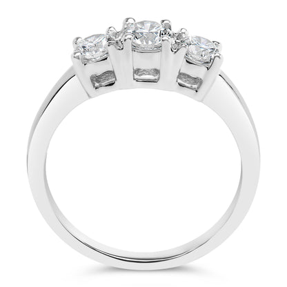 Anillo de oro blanco de 14K con 3 diamantes creados en laboratorio de 3/4 Cttw (color F-G, claridad VS2-SI1) - Talla 7