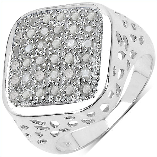 Anillo de plata de ley .925 con diamante blanco genuino de 0,54 quilates