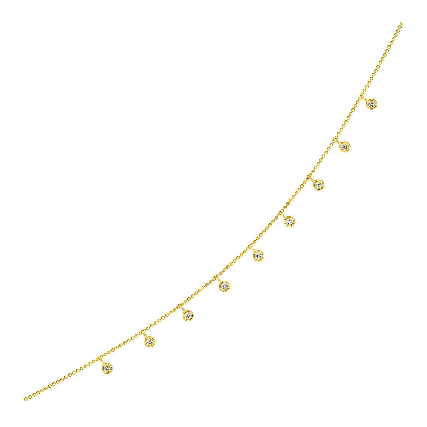Gargantilla de oro amarillo de 14k con dijes de diamantes redondos