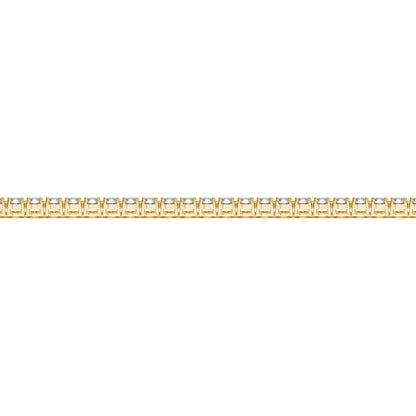 Pulsera de tenis de oro amarillo de 14k con diamantes redondos cultivados en laboratorio (3 ct. pt. F/G VS2/SI1)