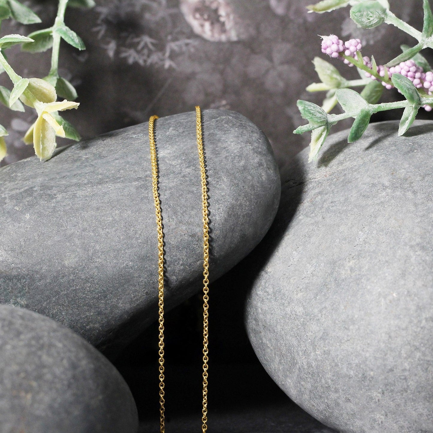 Cadena de Eslabones Redondos de Oro Amarillo de 14k de 1.2mm