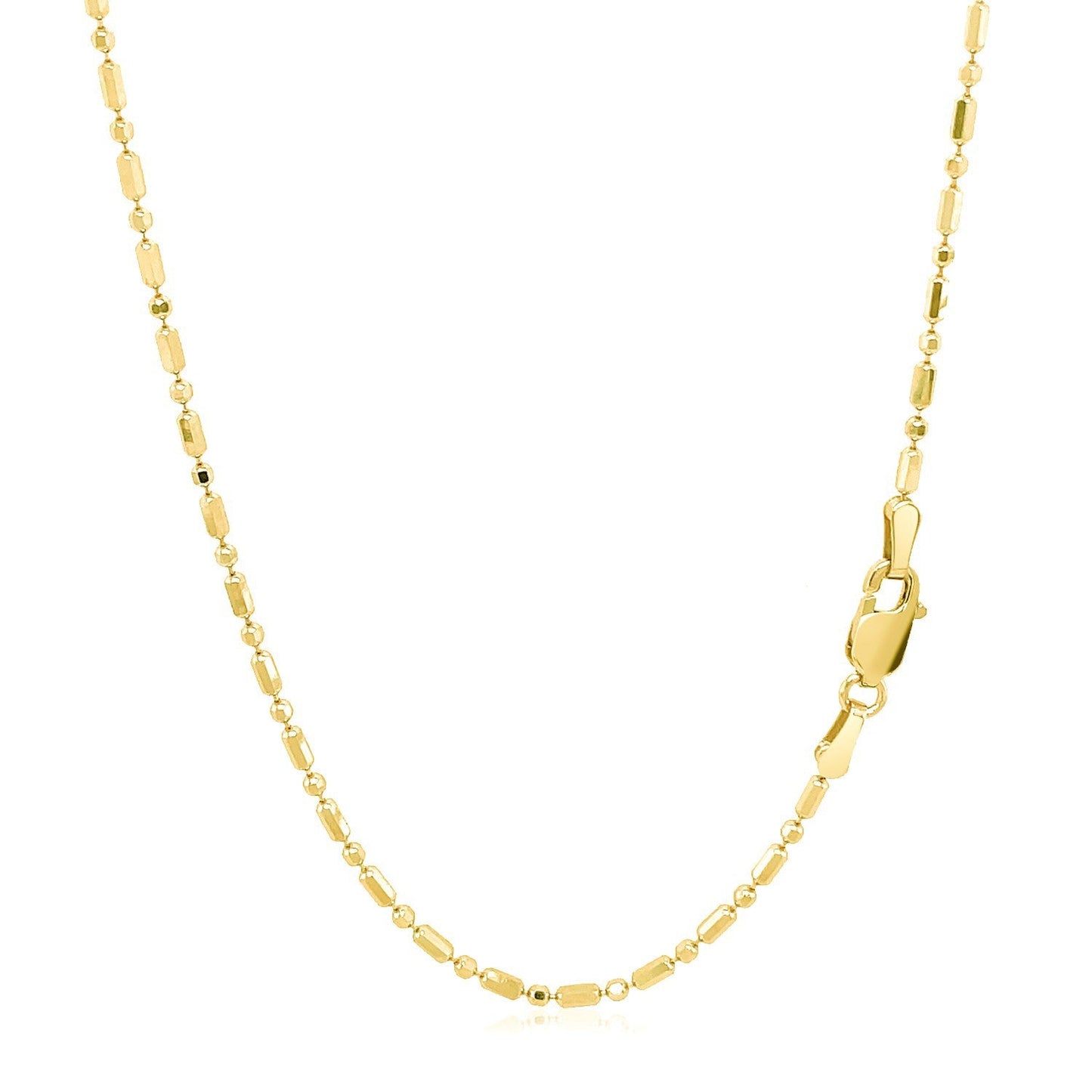 Cadena de Oro Amarillo de 14k con Cuentas Alternas Talladas con Diamante de 1.5mm