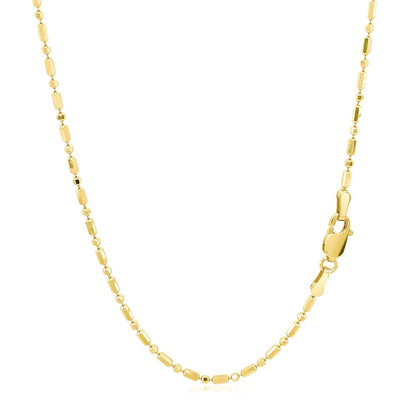 Cadena de Oro Amarillo de 14k con Cuentas Alternas Talladas con Diamante de 1.5mm