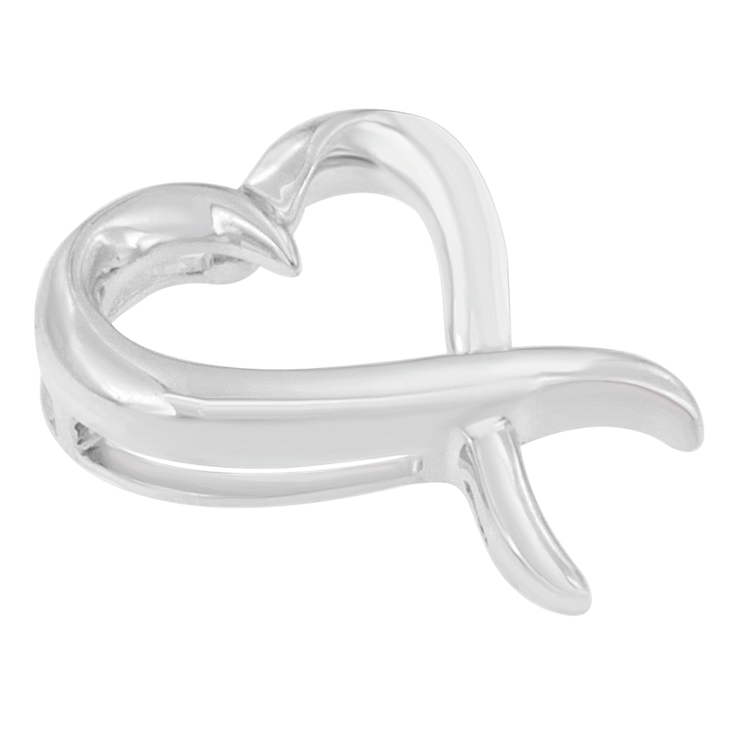 Collar con colgante de lazo de concientización con corazón calado en plata de ley .925