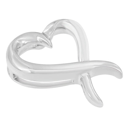 Collar con colgante de lazo de concientización con corazón calado en plata de ley .925