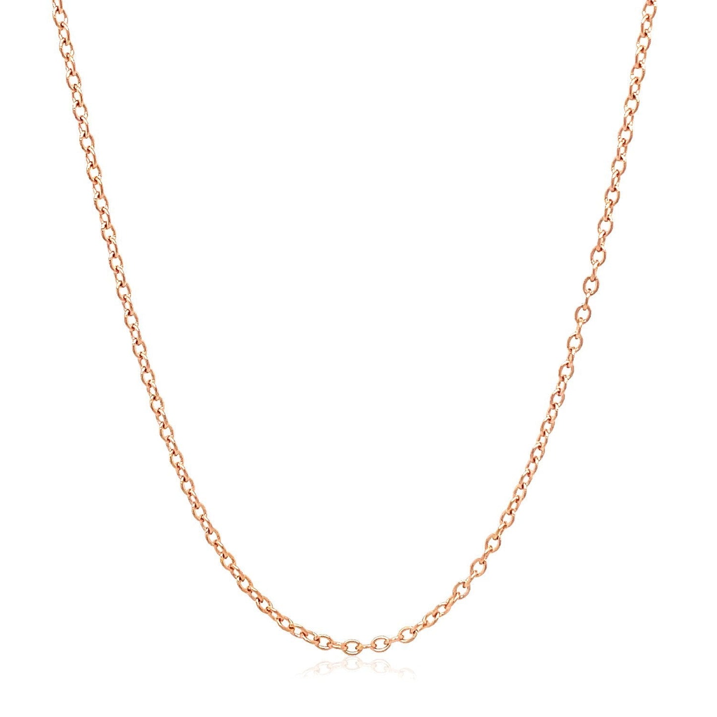Cadena de eslabones ovalados redondos de oro rosa de 18k de 1.5mm