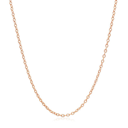 Cadena de eslabones ovalados redondos de oro rosa de 18k de 1.5mm