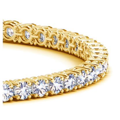 Pulsera de tenis de oro amarillo de 14 quilates con diamantes redondos cultivados en laboratorio (10 ct. de peso total F/G VS2/SI1)