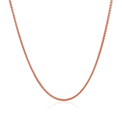 Cadena de Trigo Redonda con Corte de Diamante en Oro Rosa de 14k de 1.1mm