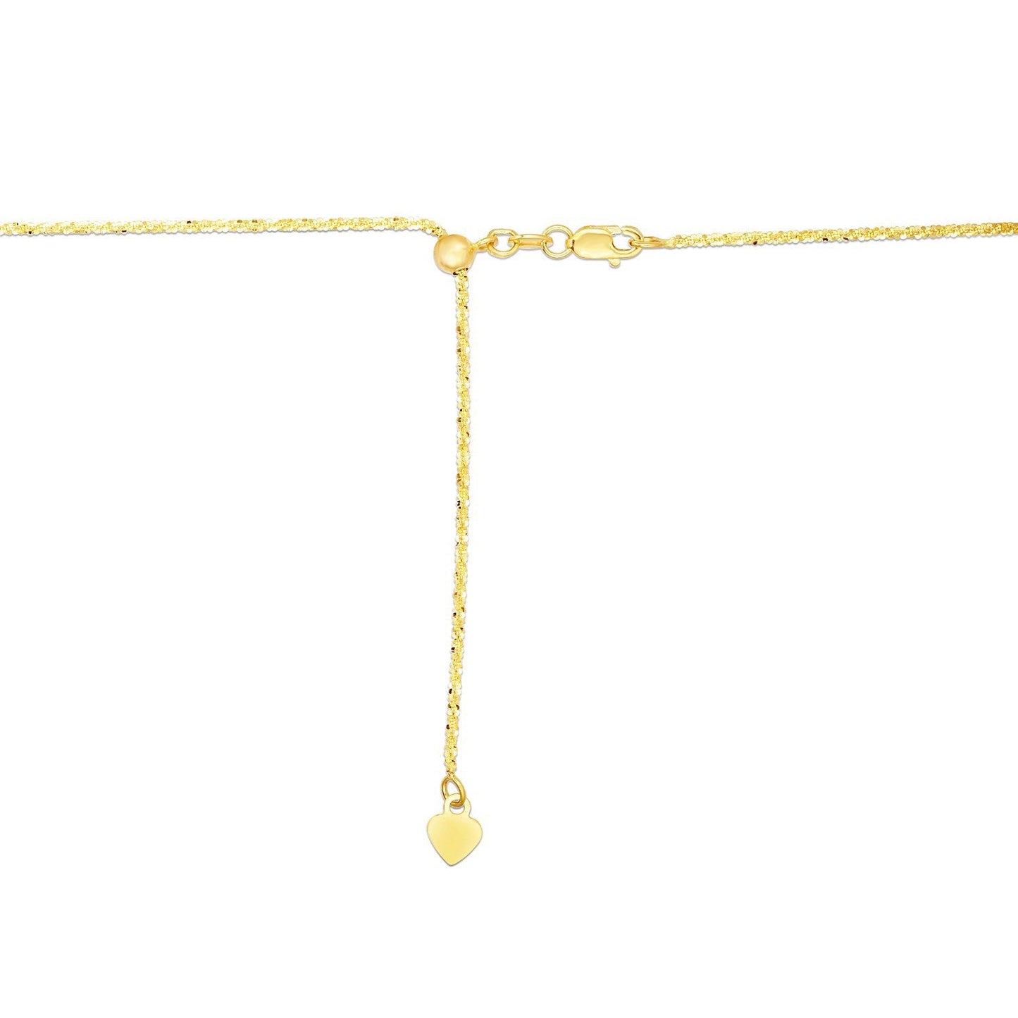 Cadena ajustable de oro amarillo de 14k con brillo, 1.5mm