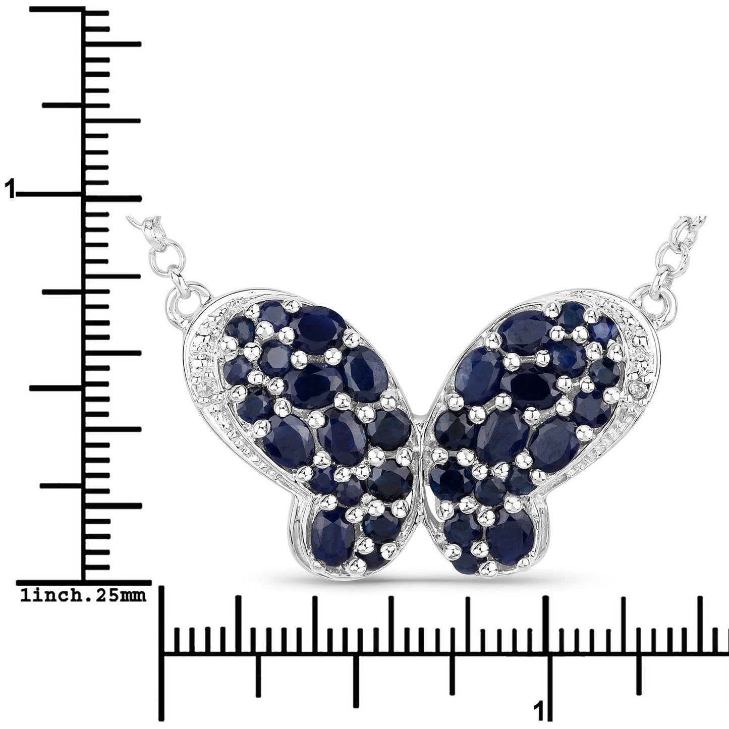 Colgante de plata de ley .925 con zafiro azul genuino de 3.83 quilates y circonitas blancas